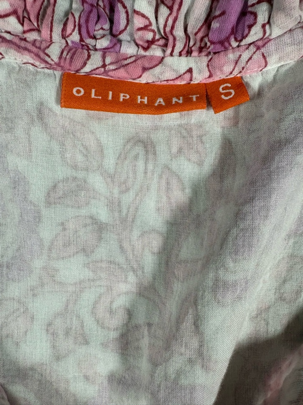 Oliphant Women's Cinched Flowy Ruffle Floral Cotton Mini Dress Size Small - Picture 4 of 11